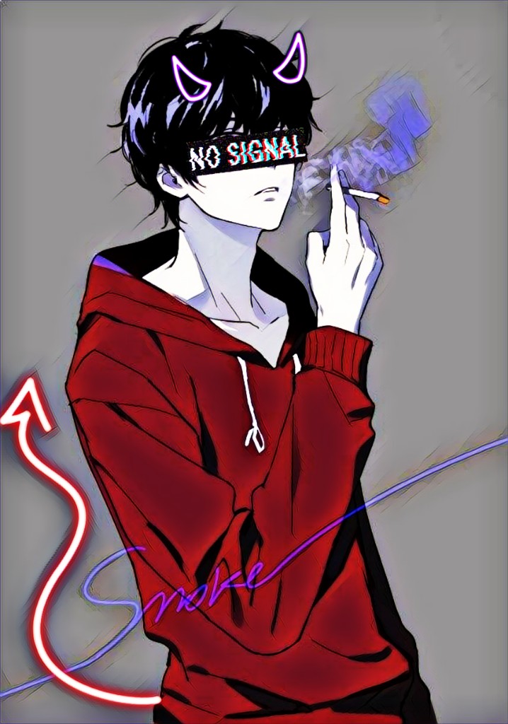 prompthunt: coherent image of anime boy smoking a cigarette