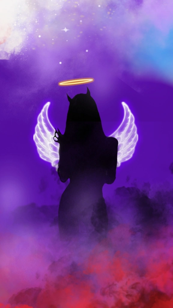 #hevenandhell #twoface #devil #angel #purple #freetoedit 