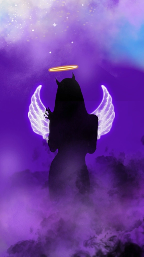 #hevenandhell #twoface #devil #angel #purple #freetoedit 