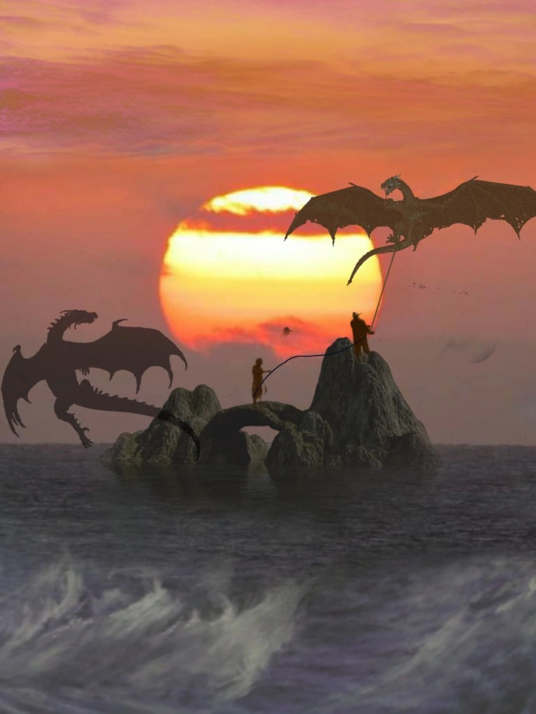 Lassoing dragons #dragon  #sea #lasso #fantasy 
