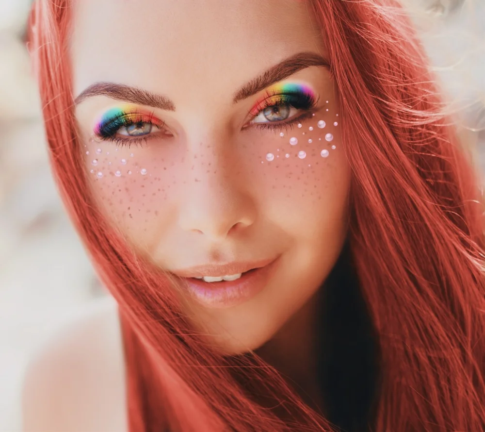 #freetoedit #mermaid #mermay #mermaidmakeup #makeup #rainbow #rainbowmakeup #mermaidhair #haircolor #haircolorchange #pearls 
