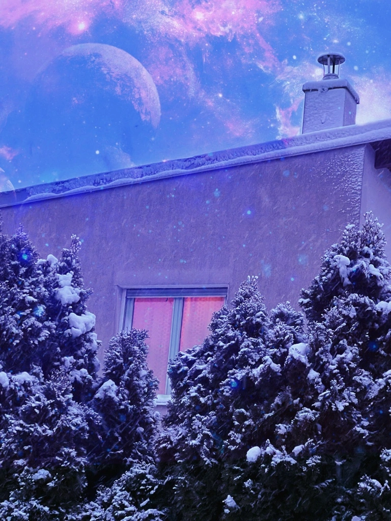 SWEET DREAMS💤🛌 @orient_arts @aestheticsismyjob @msphotographer01 @photography_philipp @photos_of_freedom #galaxysky #dream #dreamon #window #windowshadows #curtains #planets #surreal #mystical #fantasy #fairytail #glitter #magicdust #snow #snowflakes #tree #snowyforest #house #nightlife #night #goodnight #sleep #dreamonlittledreamer #pinkaesthetic #freetoedit