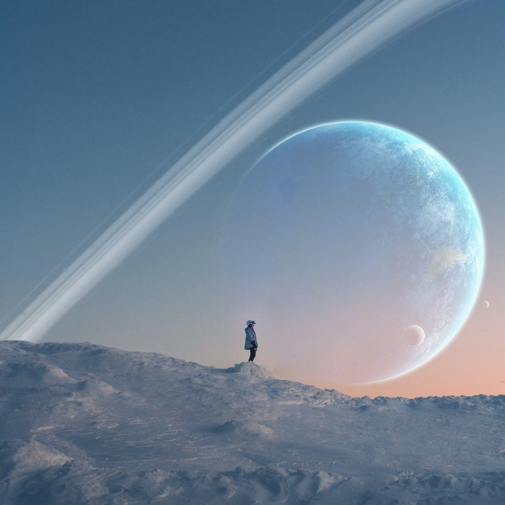 ***Please don’t just make a copy of my edit.***
***Don’t forget to like it ❤️***

Imagine if the Earth had rings like Saturn and some planets and their moons were closer to the Earth. What kind of sight would that be? Maybe like this?

#sunset #woman #girl #planet #moon #planetrings #winter #hill #plane #airplane #contrails #mountain #simple #replay #myreplay #surreal #surrealism #fantasy #imagination #orient_arts #madewithpicsart #heypicsart #papicks #editbyme #masterstoryteller #picsart @picsart
